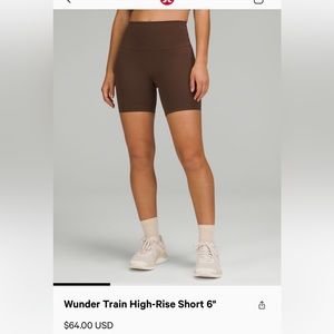 lululemon athletica Brown Wunder Train High-Rise Bike Shorts